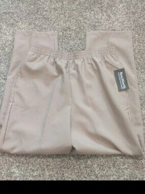 New Woman's BonWorth Pants Sz M Tan Pull On Elastic Waist High Rise Tapered Legs